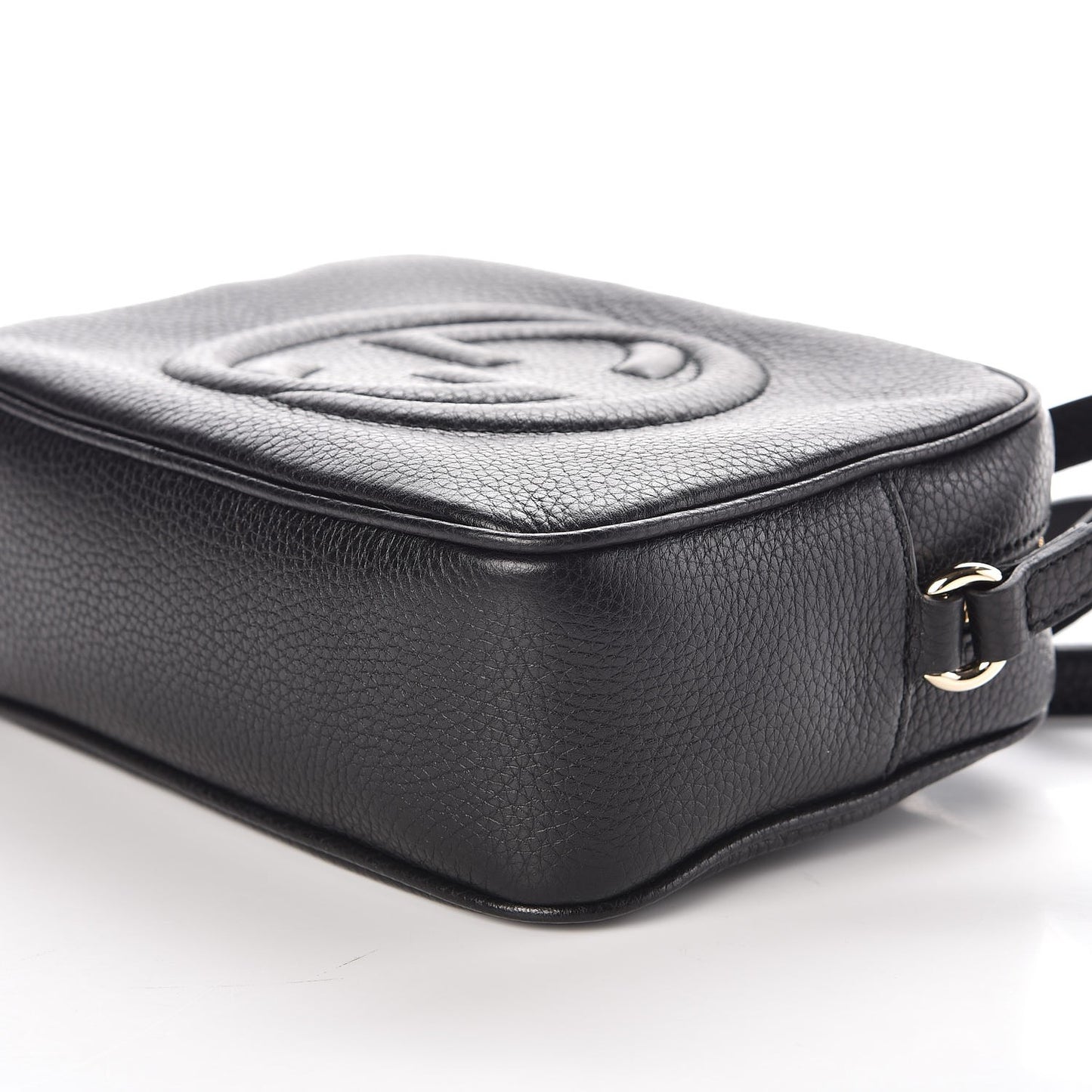 Pebbled Calfskin Small Soho Disco Bag Black