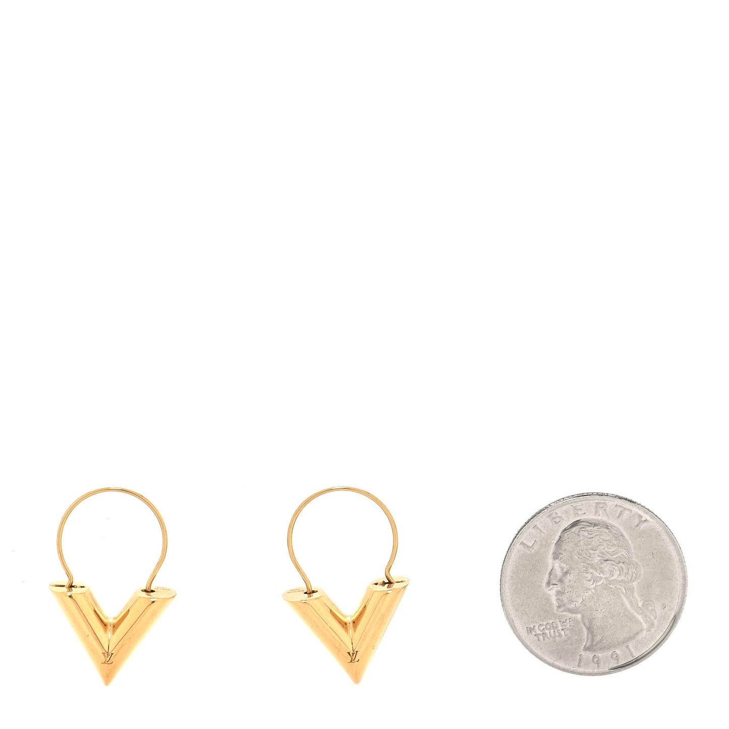 Brass Essential V Hoop Earrings Gold