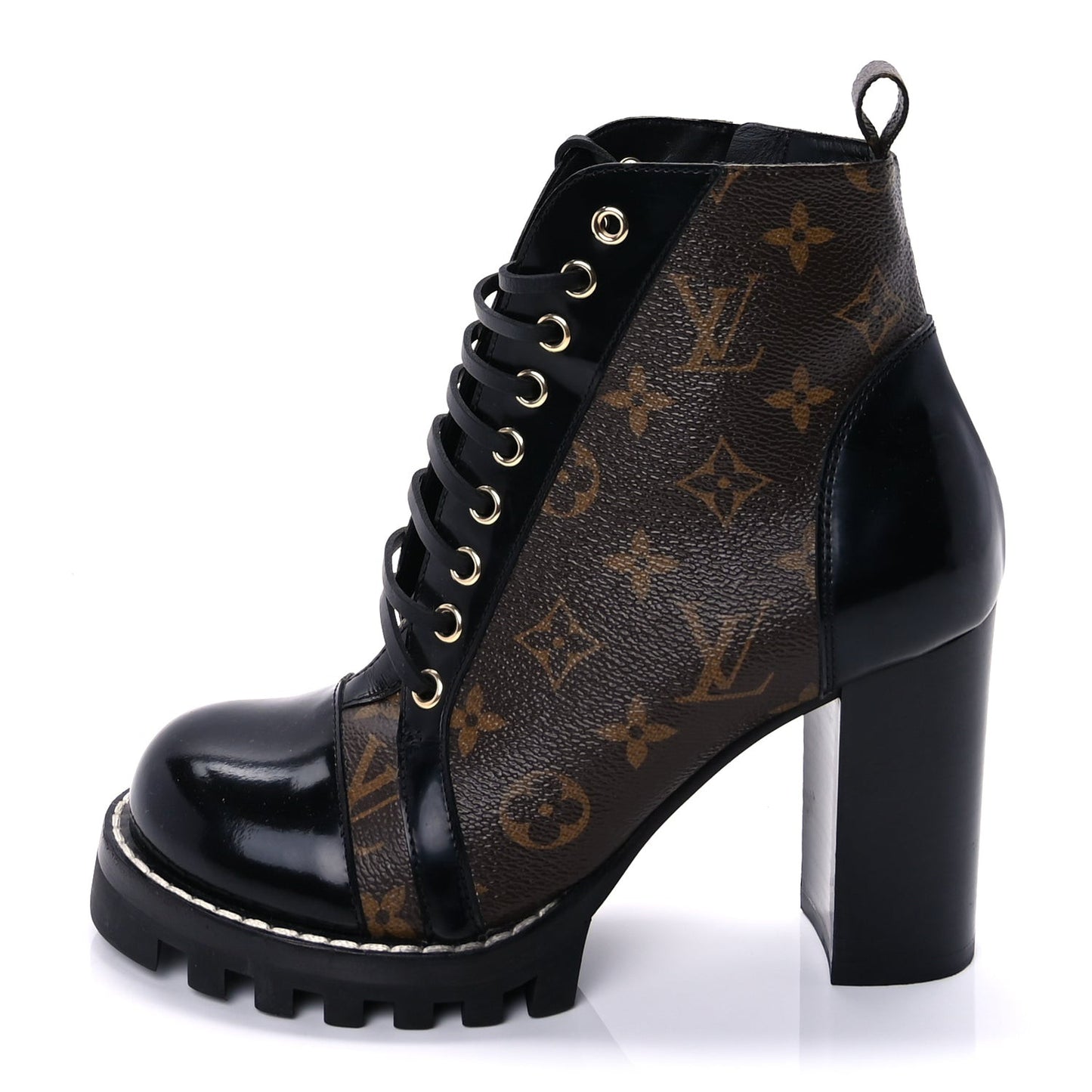 Patent Calfskin Monogram Star Trail Ankle Boots 37.5 Black
