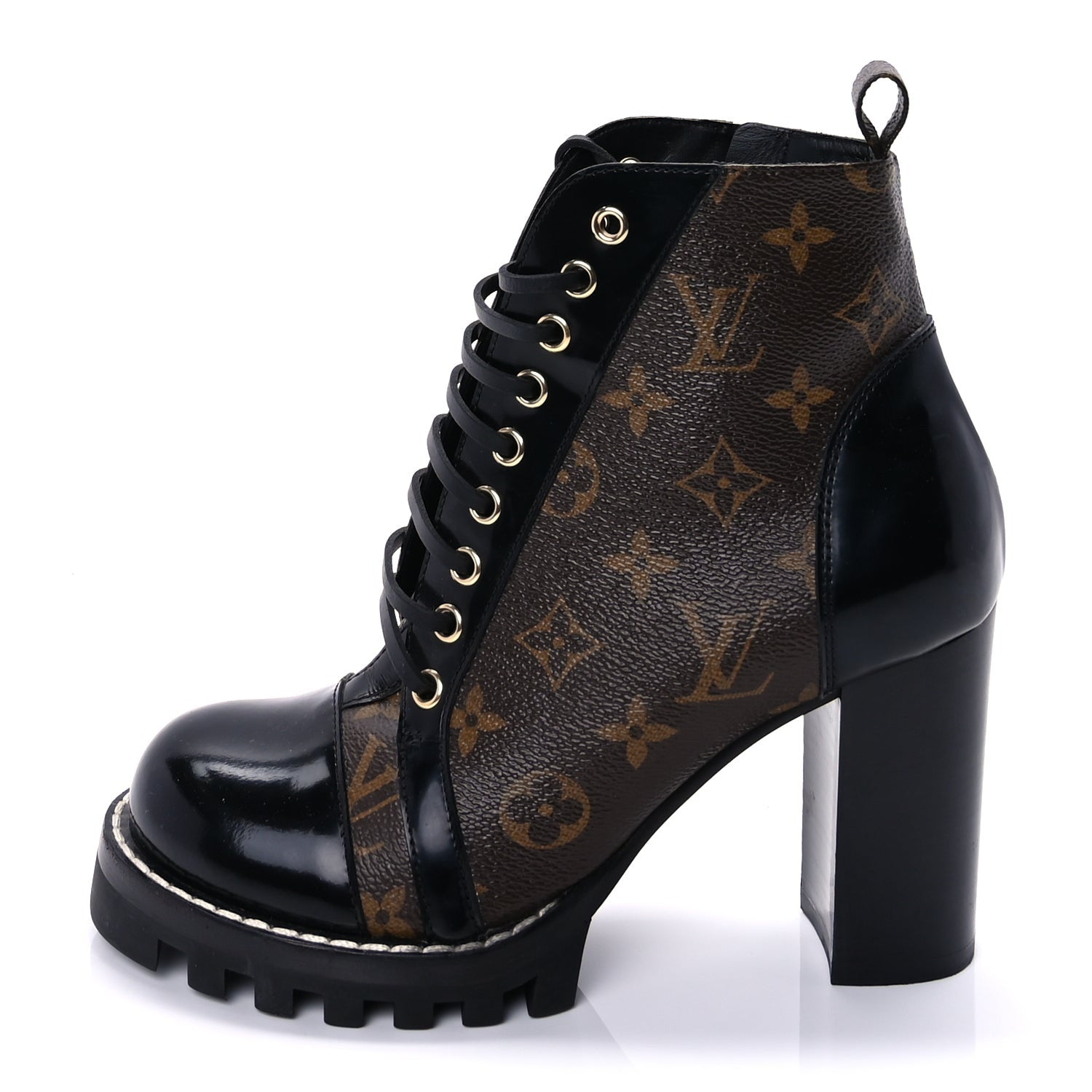 Louis Vuitton Patent Calfskin Monogram Star Trail Ankle Boots 37.5 Black 1 of 7