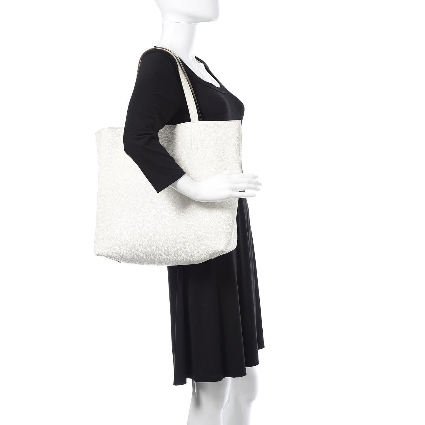 Taurillon Clemence Double Sens 36 Reversible Tote Canopee White