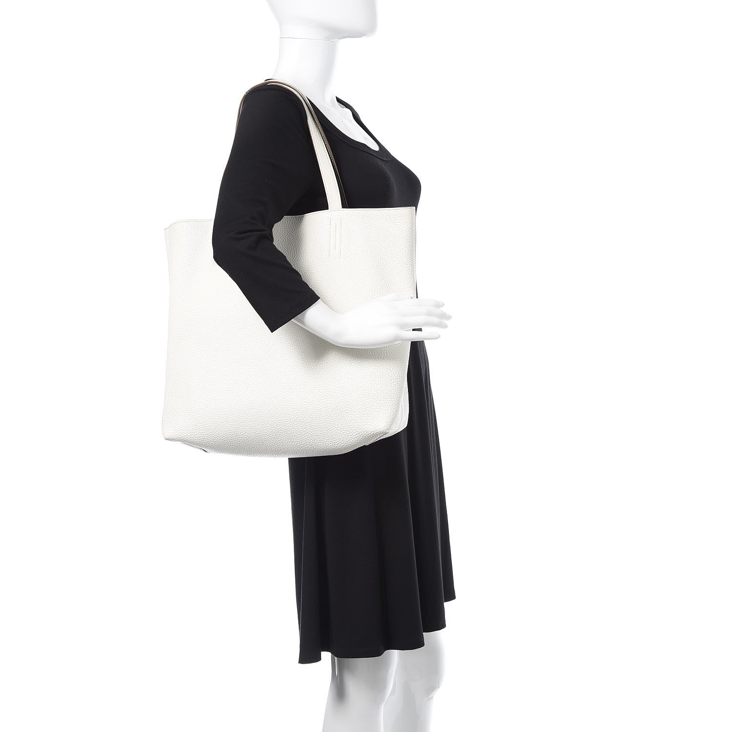 Hermes Taurillon Clemence Double Sens 36 Reversible Tote Canopee White 2 of 13