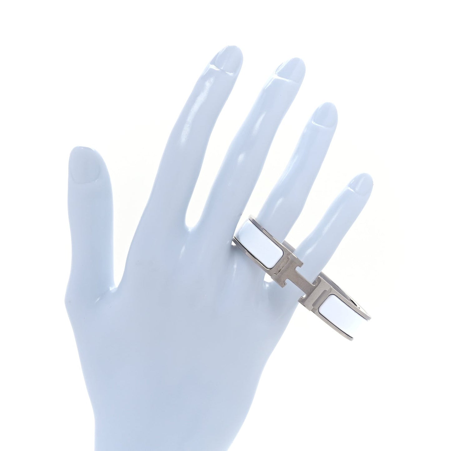 Enamel Narrow Clic Clac H Bracelet PM  White