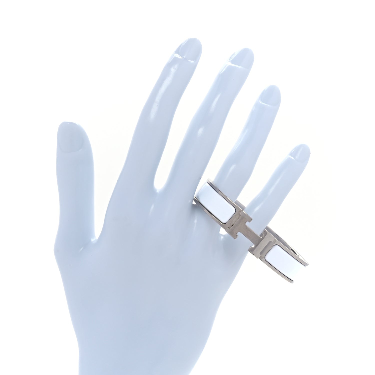 Hermes Enamel Narrow Clic Clac H Bracelet PM  White 4 of 4