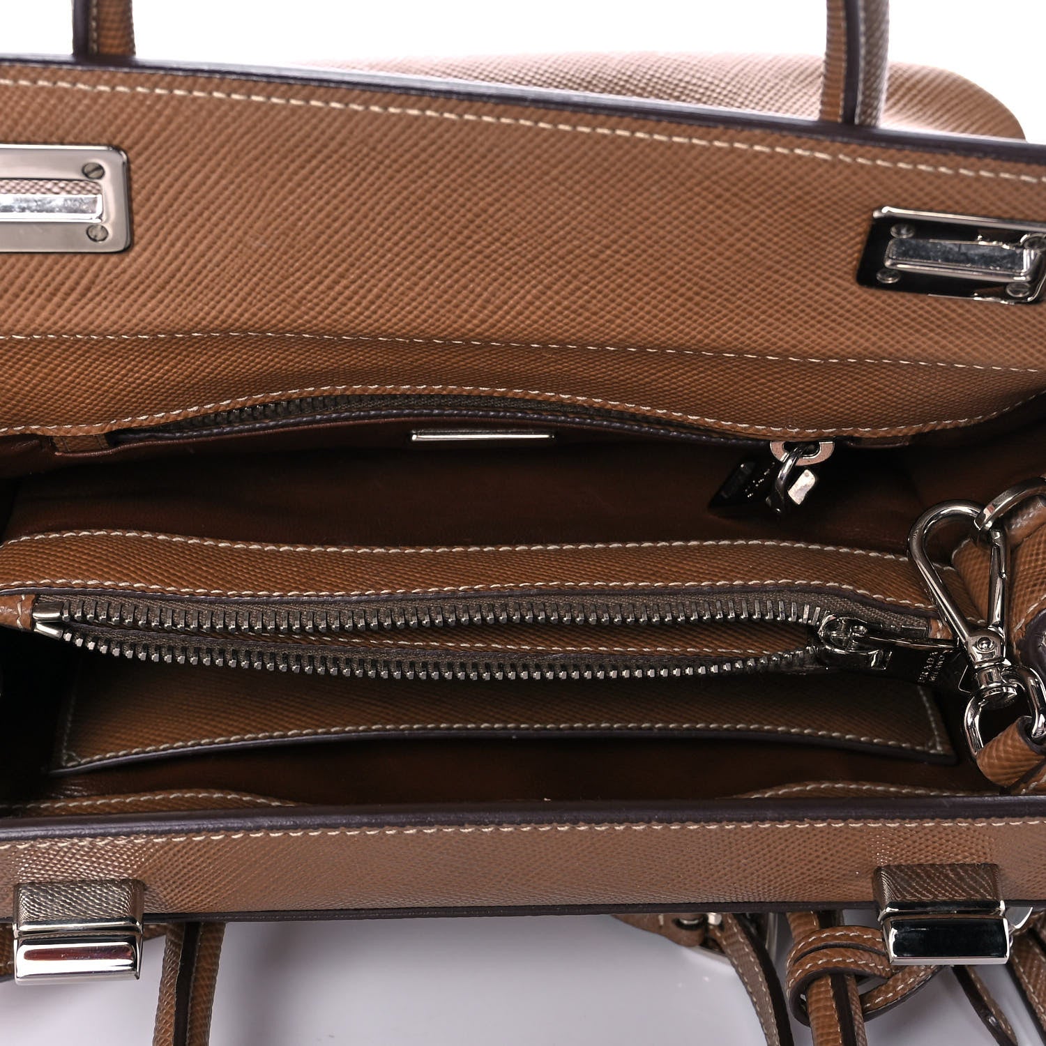 Prada Saffiano Cuir Small Twin Tote Cannella Cocco 5 of 14