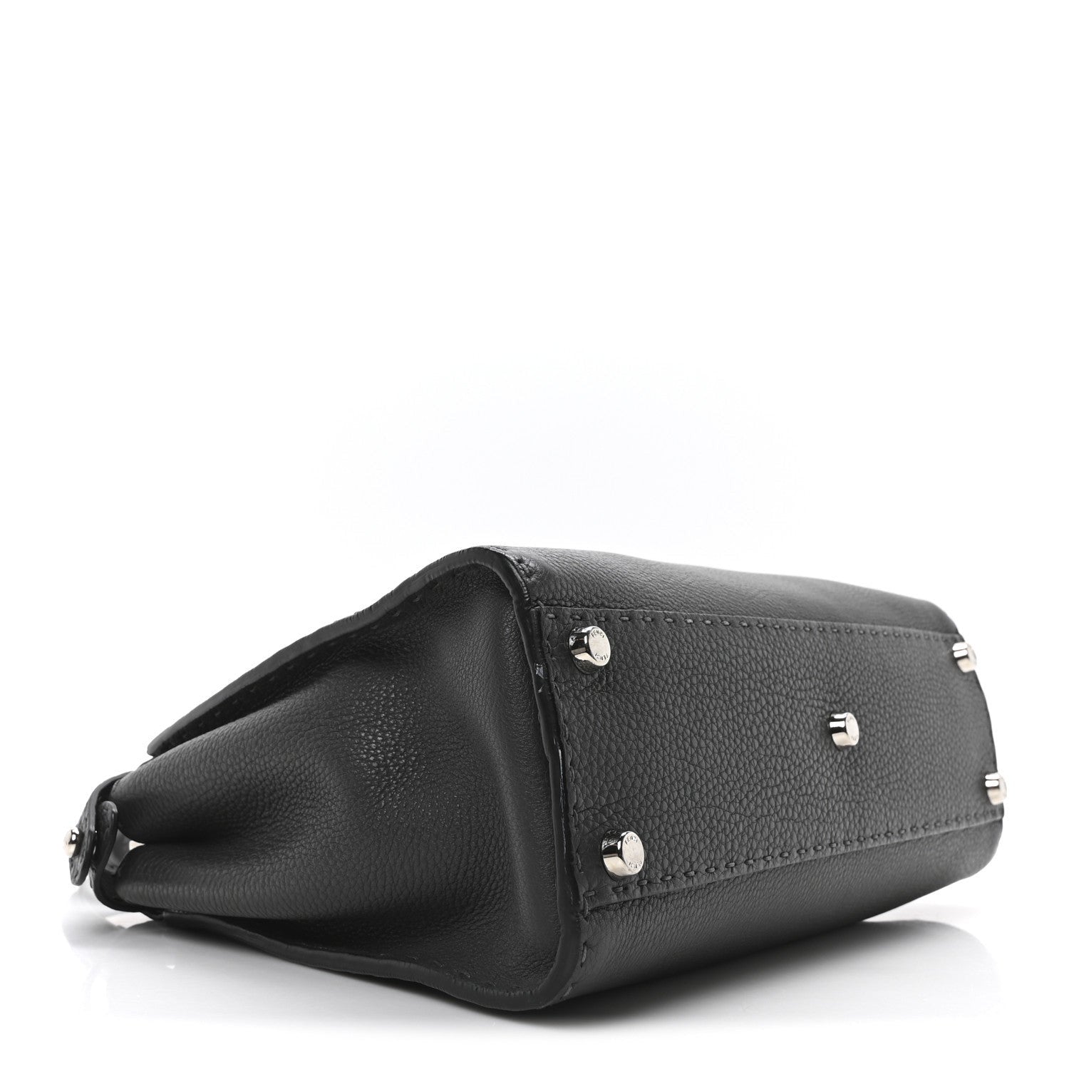 Fendi Cuoio Romano Selleria Bi-Color Medium Peekaboo Iconic Satchel Asfalto Latte 4 of 7