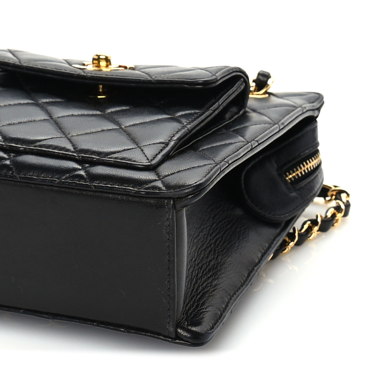 Chanel Lambskin Quilted CC Front Pocket Shopping Tote Black 8 of 9