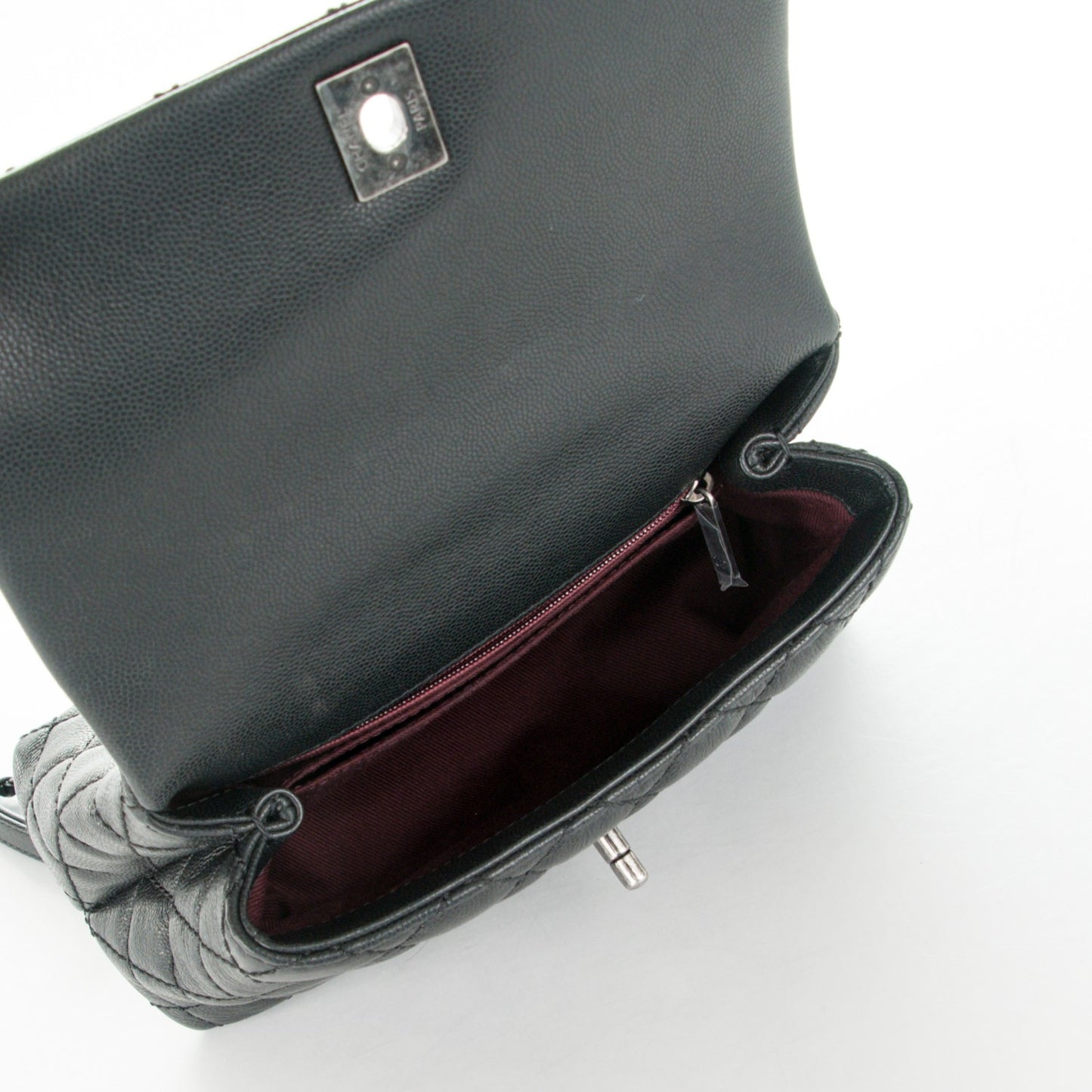 Caviar Quilted Mini Coco Handle Flap Black