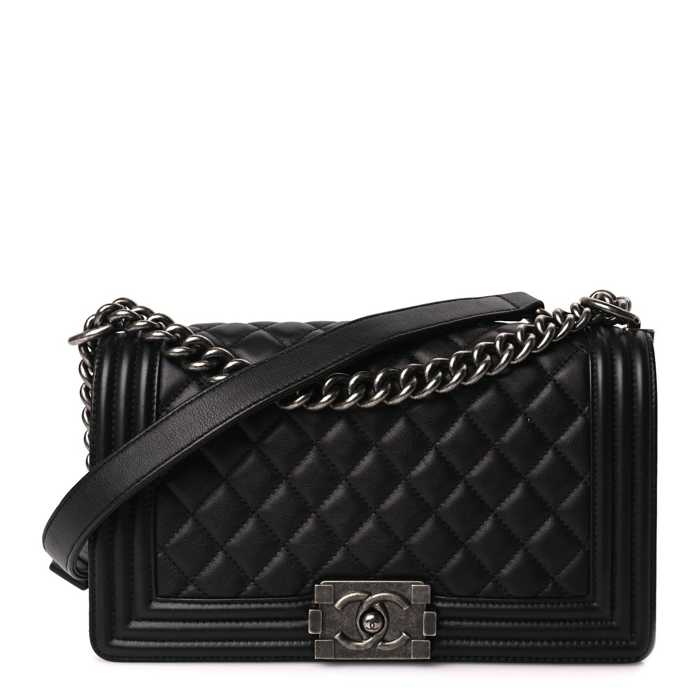 Calfskin Quilted Medium Boy Flap Black