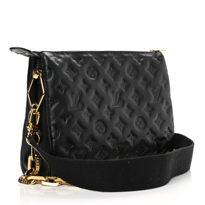 Louis Vuitton Lambskin Embossed Monogram Coussin PM Black 3 of 8