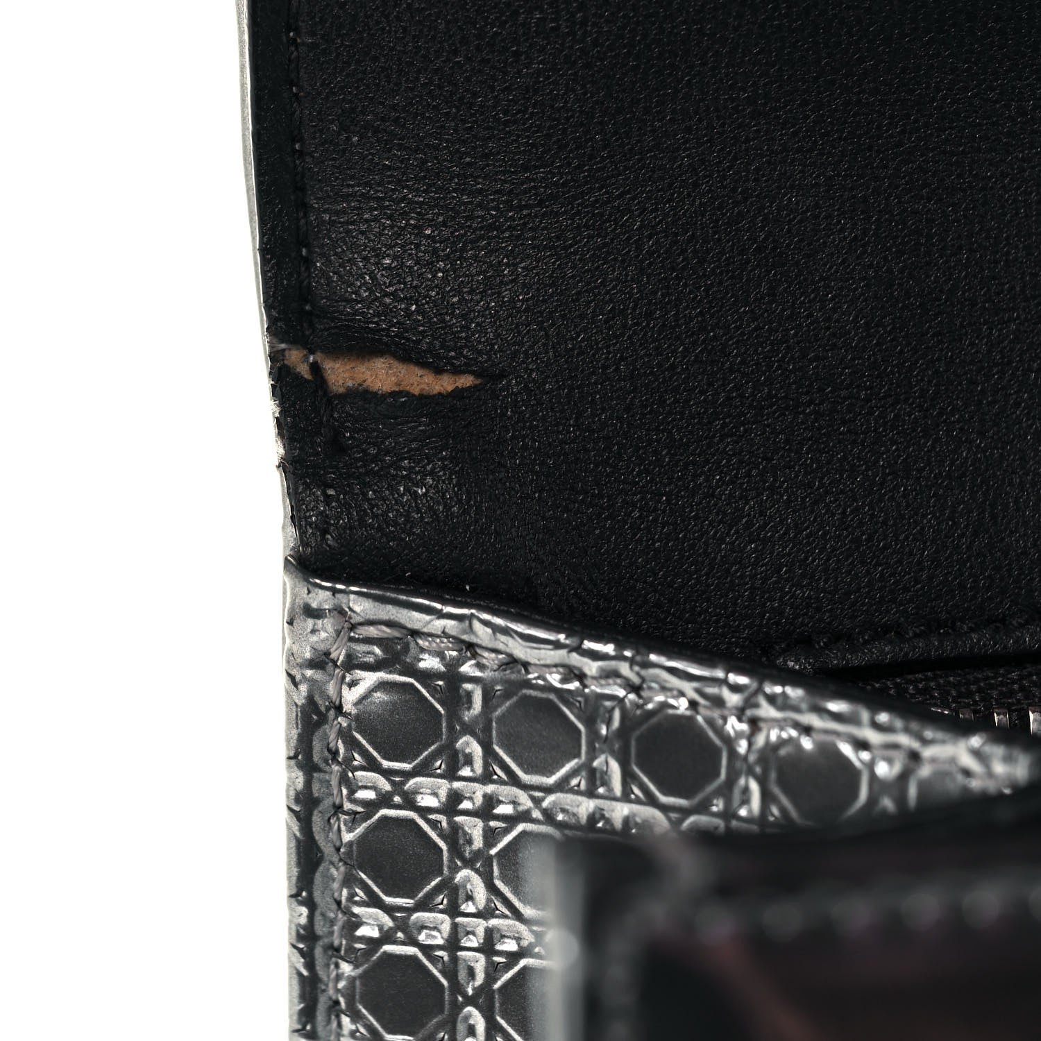 Christian Dior Metallic Patent Micro-Cannage Small Diorama Flap Bag Silver 15 of 18