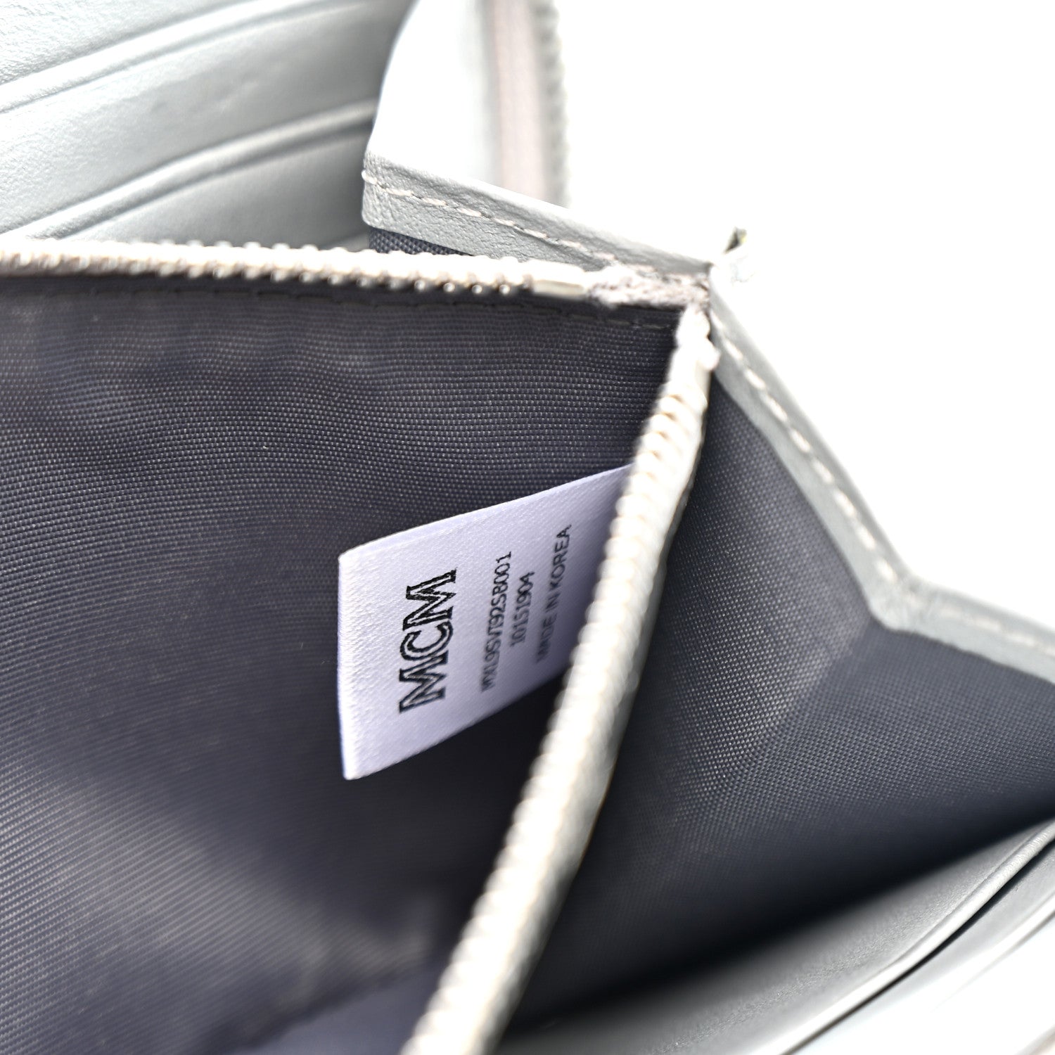 MCM Metallic Visetos Large Zip Around Wallet Silver 7 of 11