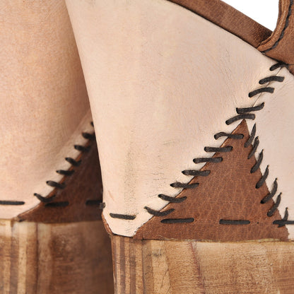 Miu Miu Calfskin Patchwork Wedge Sandals 34.5 Brown 12 of 13