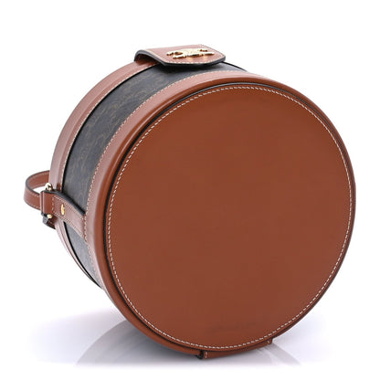 Celine Calfskin Triomphe Canvas Medium Tambour Bag Tan 4 of 9