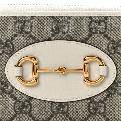 Gucci GG Supreme Monogram Azalea Calfskin Horsebit 1955 Zip Around Wallet Beige Ebony Mystic White 8 of 8