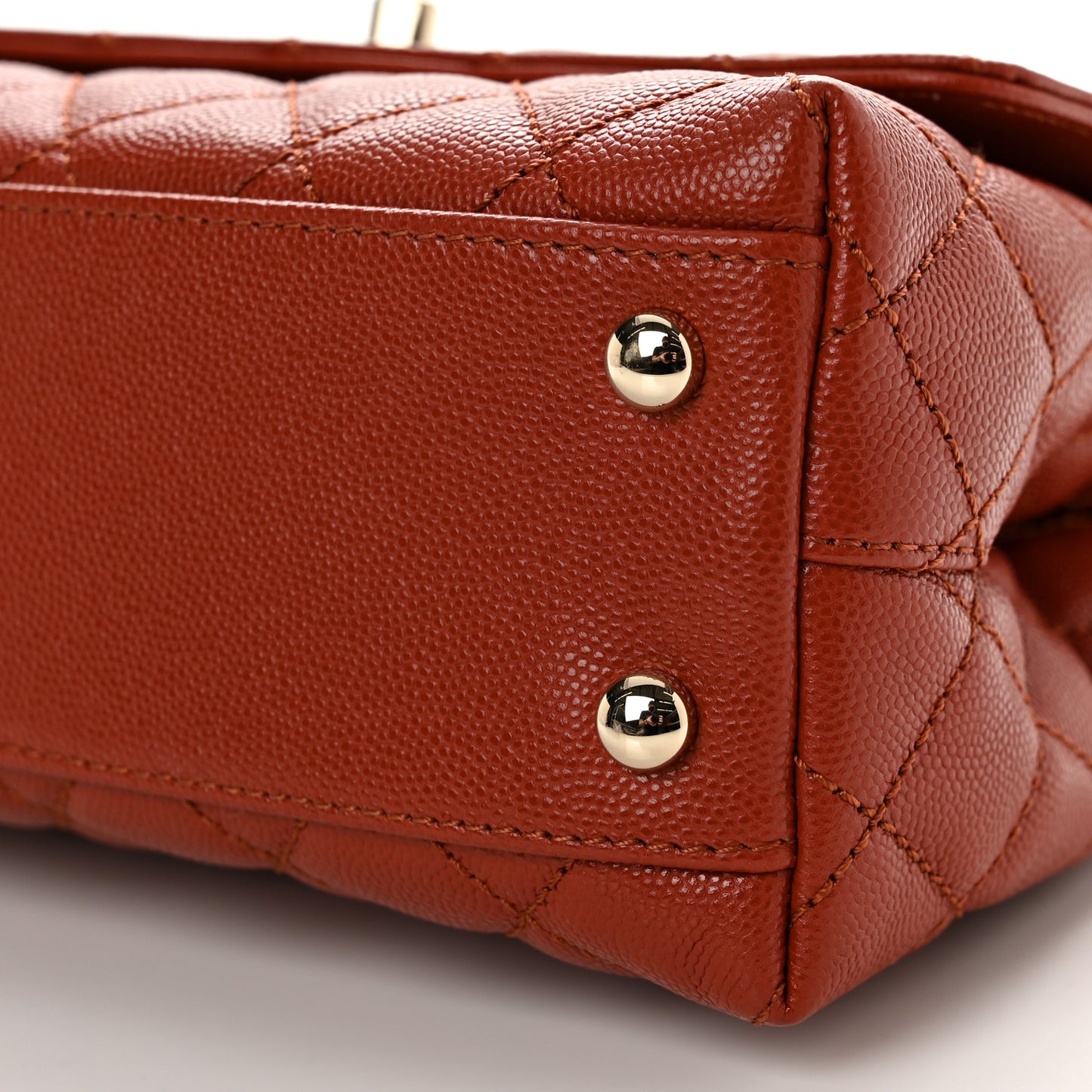 Caviar Quilted Mini Coco Handle Flap Dark Orange