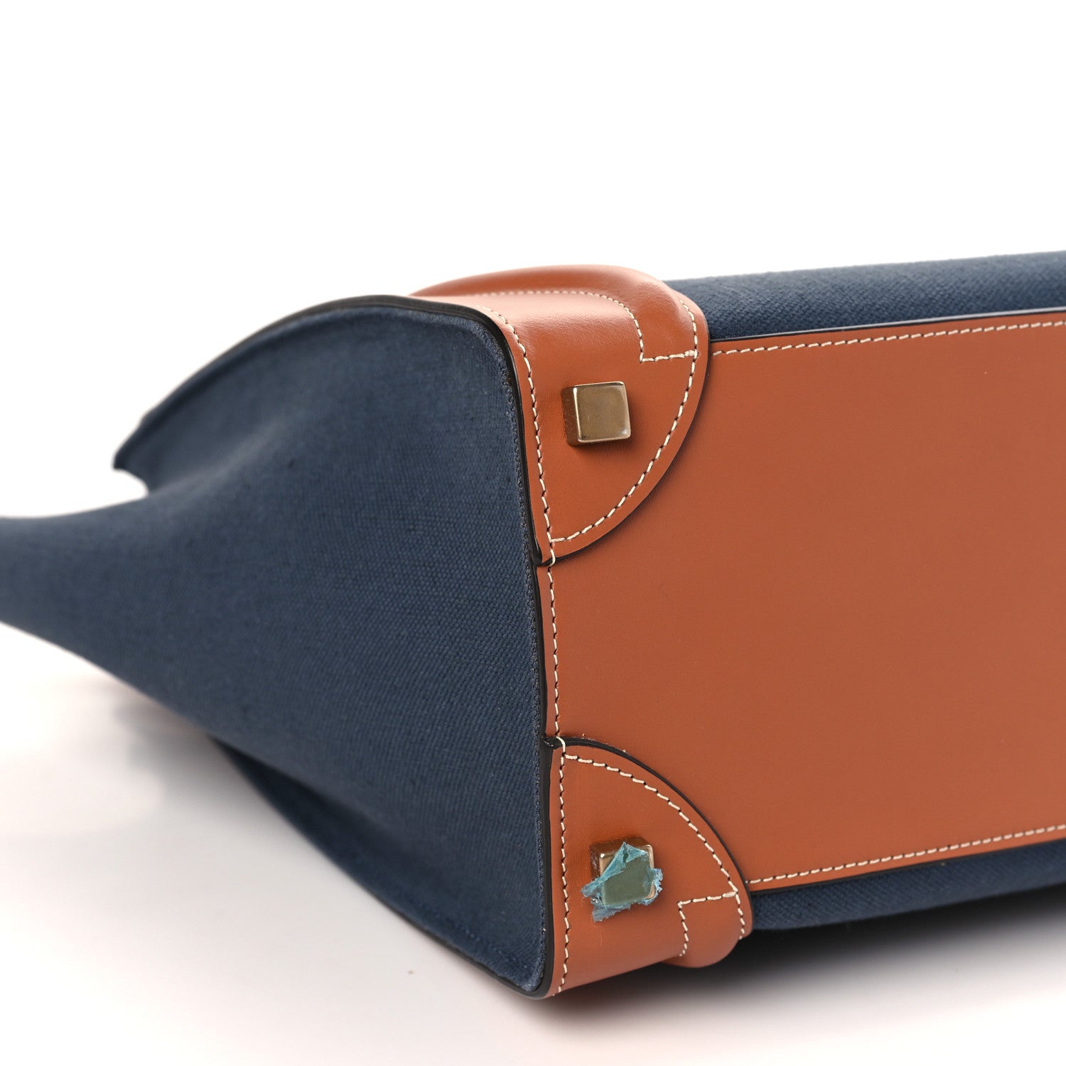 Celine Textile Smooth Calfskin Micro Luggage Navy Tan 9 of 10