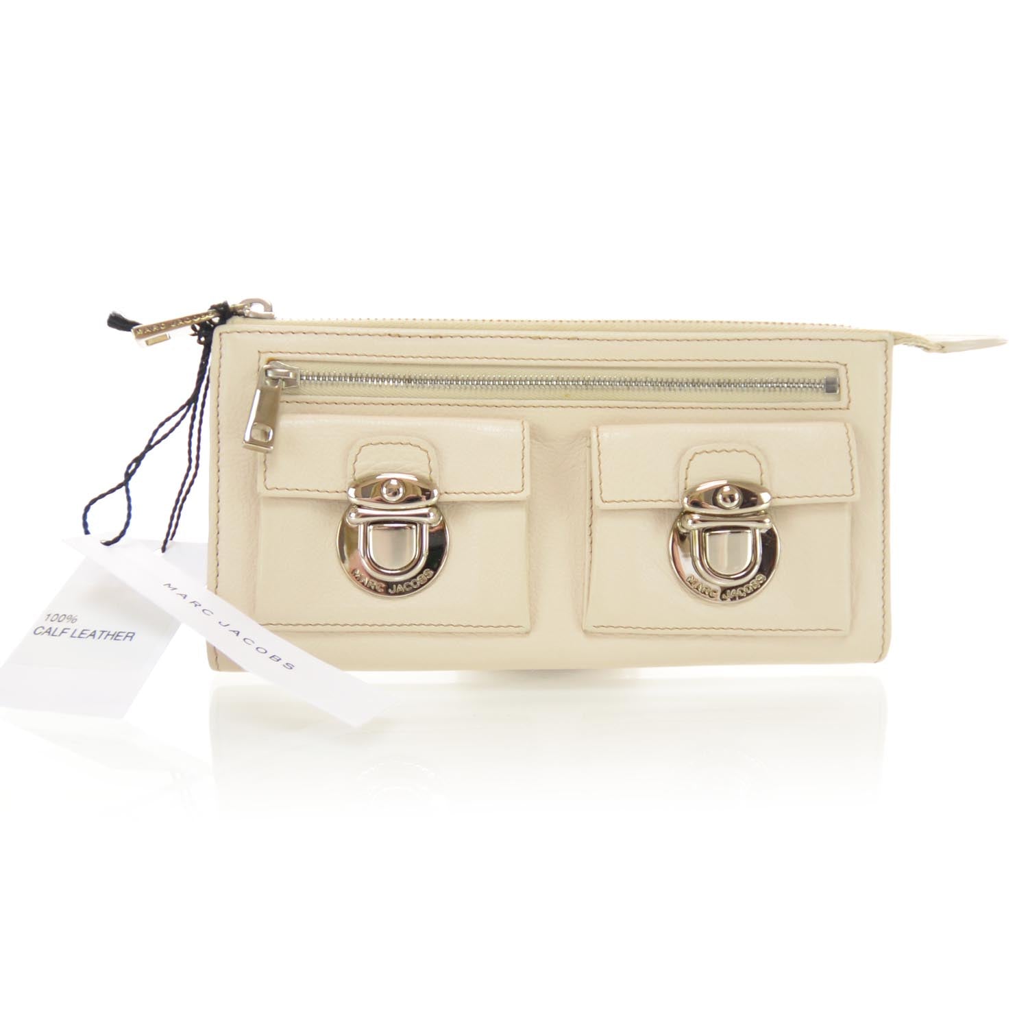 Marc Jacobs Leather Zip Clutch Wallet Ivory 1 of 7