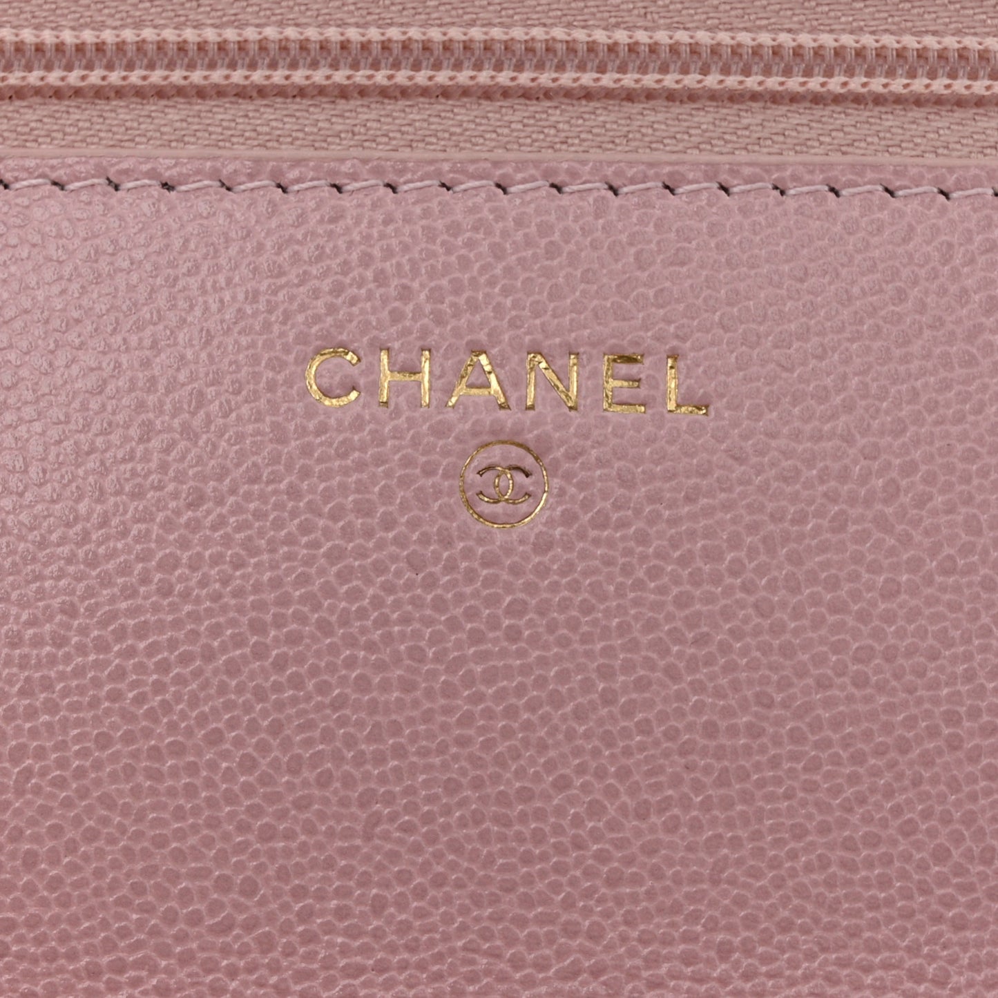 Caviar Quilted Studded CC Wallet on Chain WOC Light Pink