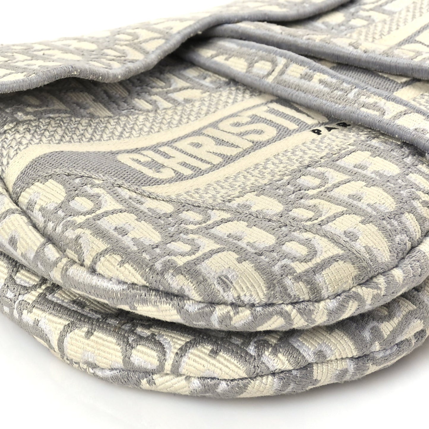 Oblique Embroidered Saddle Bag Grey