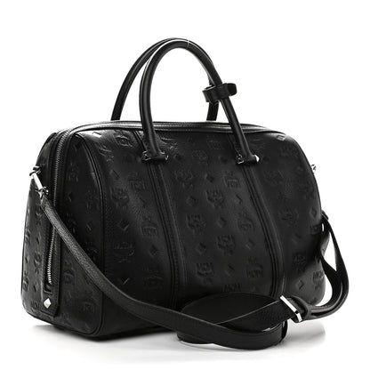 MCM Calfskin Ottomar Monogram Boston Bag Black 3 of 8