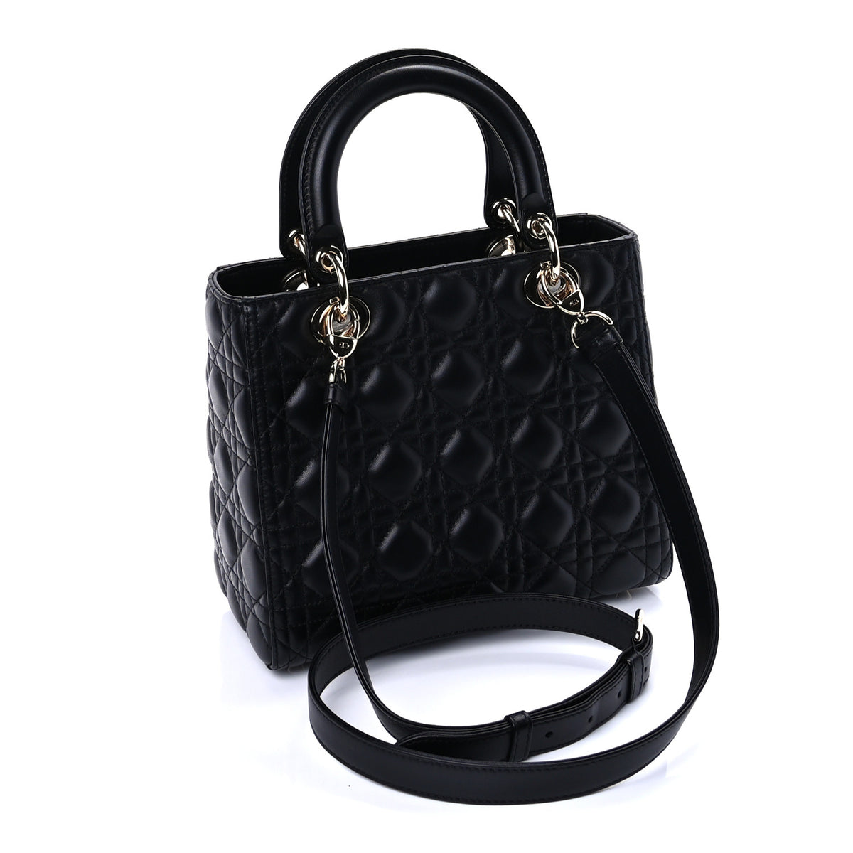 Christian Dior Lambskin Cannage Medium Lady Dior Black 2 of 8