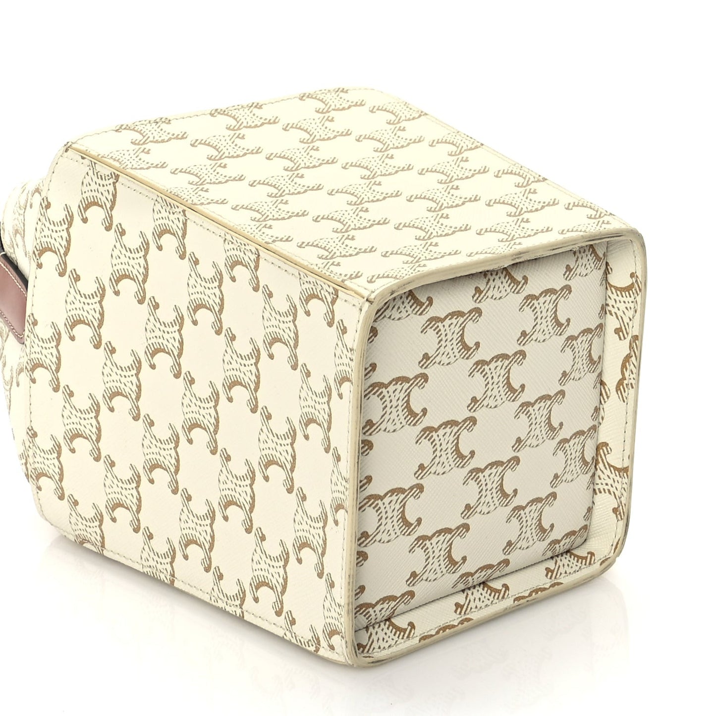 Triomphe Canvas Calfskin Strap Box Bag White