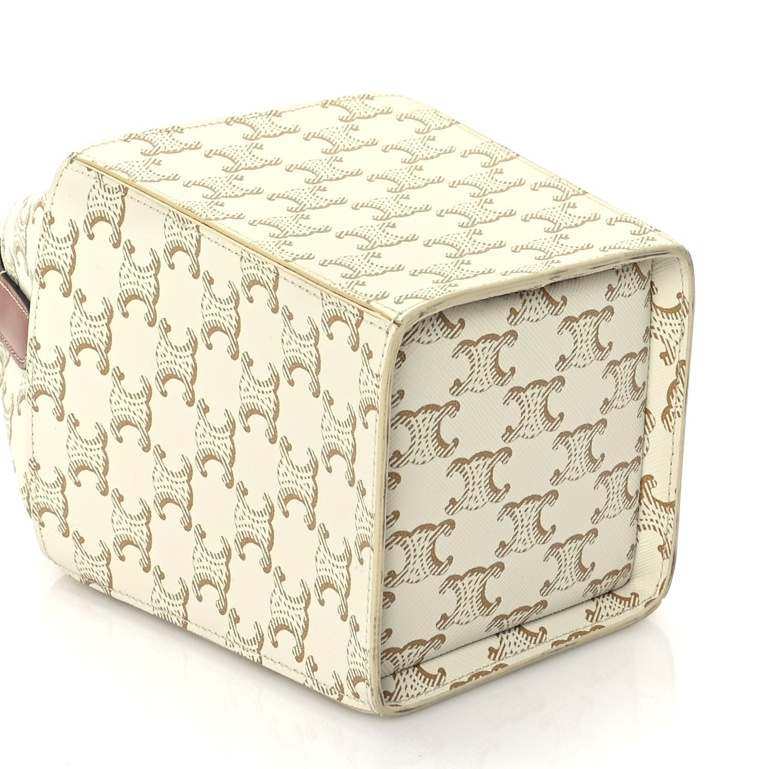 Celine Triomphe Canvas Calfskin Strap Box Bag White 7 of 8