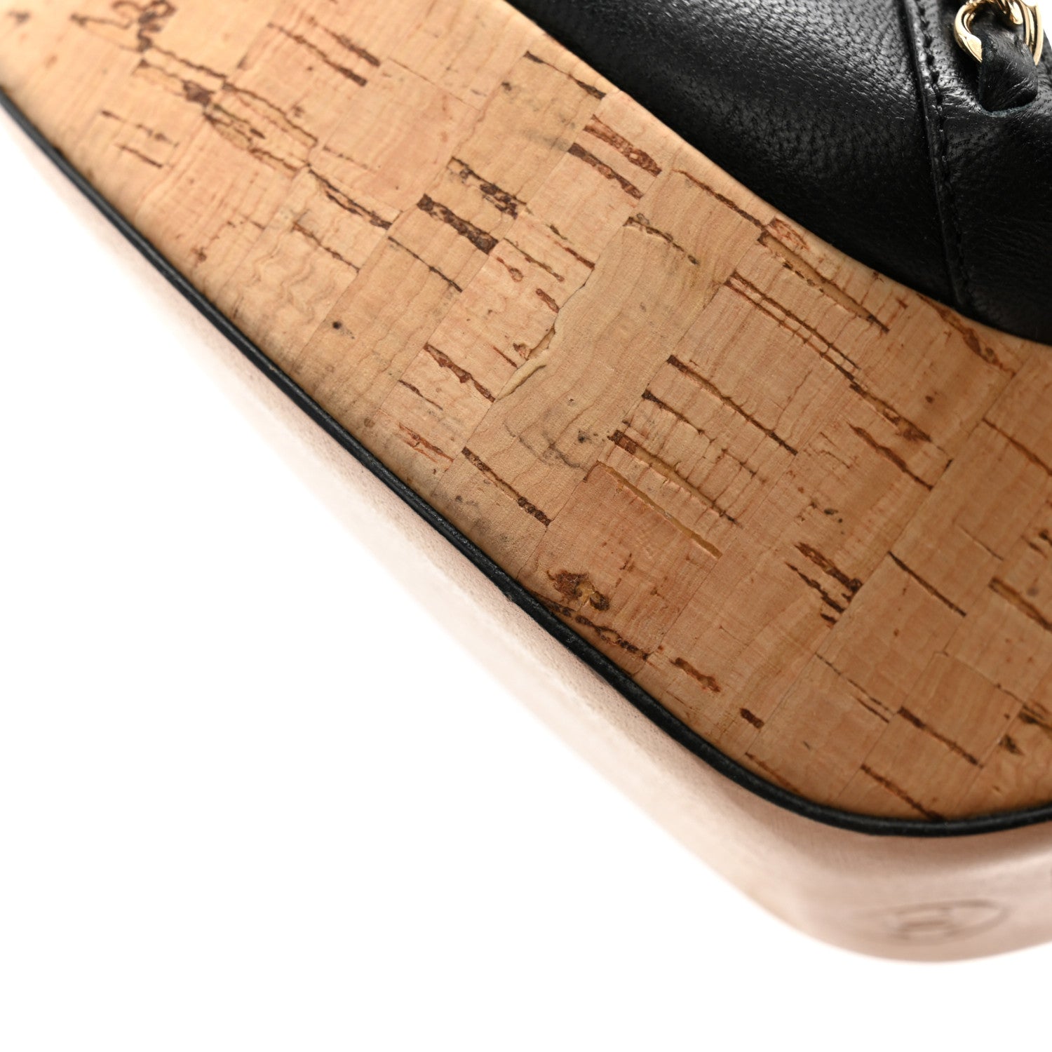 Chanel Lambskin Quilted Chain Cork Wedge Sandals 40 Black 9 of 10