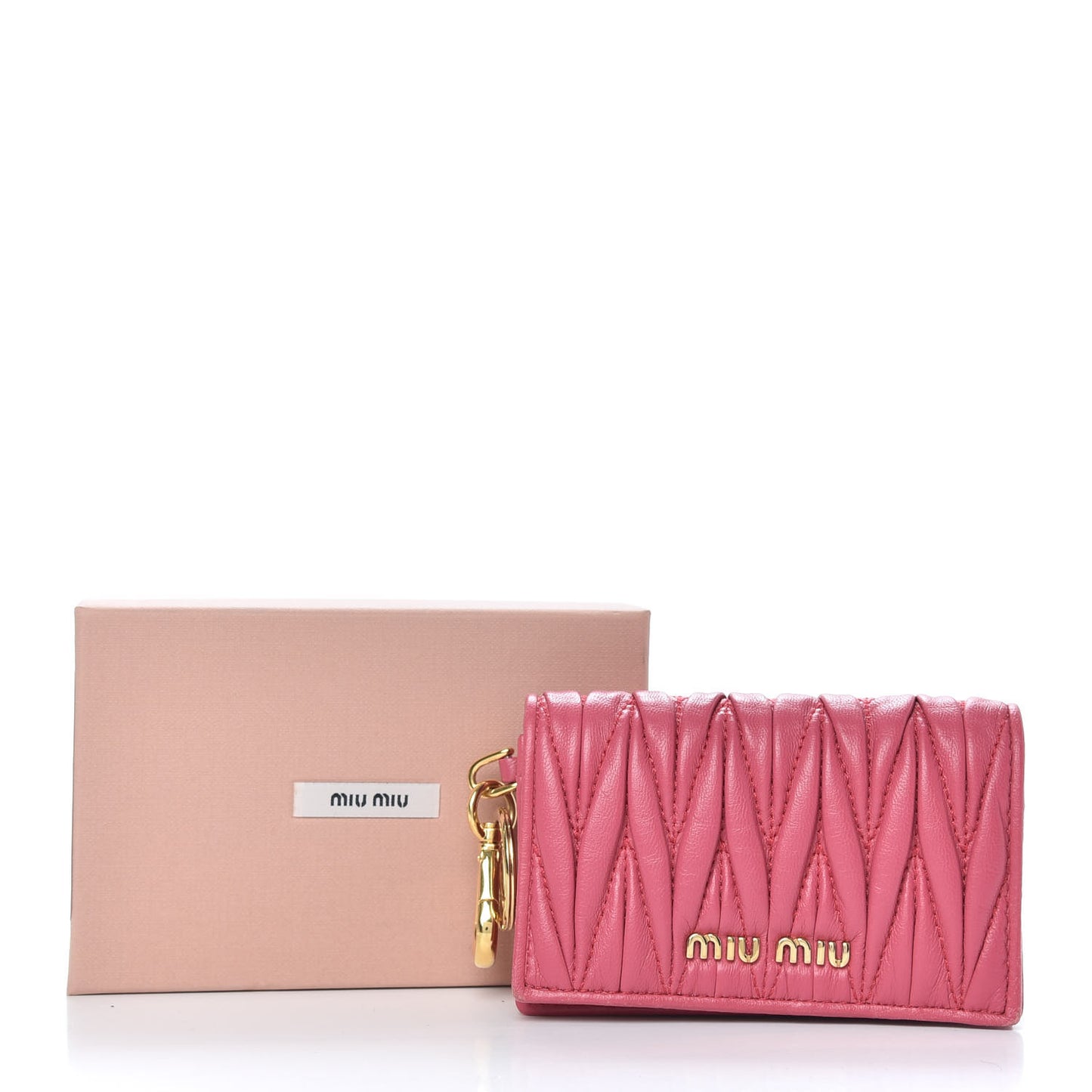 Nappa Matelasse Flap Card Holder Key Ring Peonia