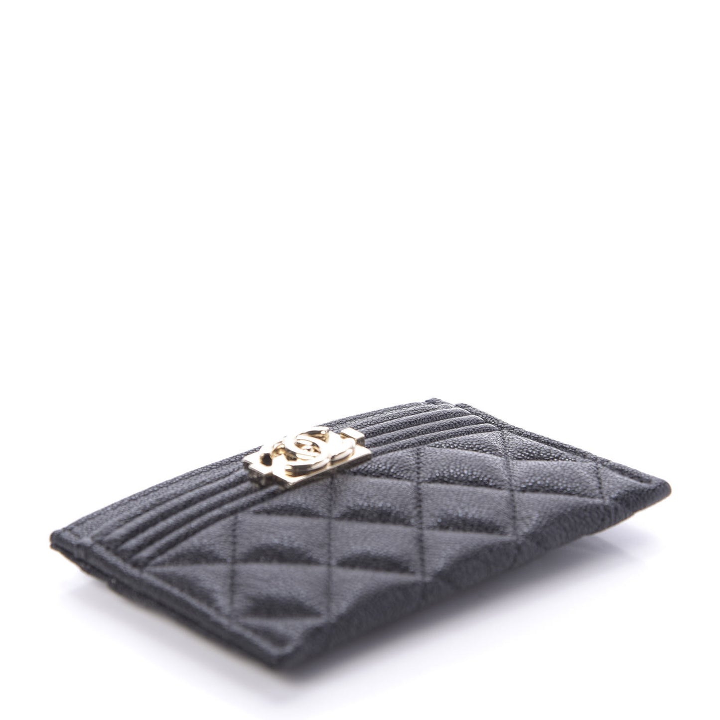 Caviar Quilted Boy Card Holder Black