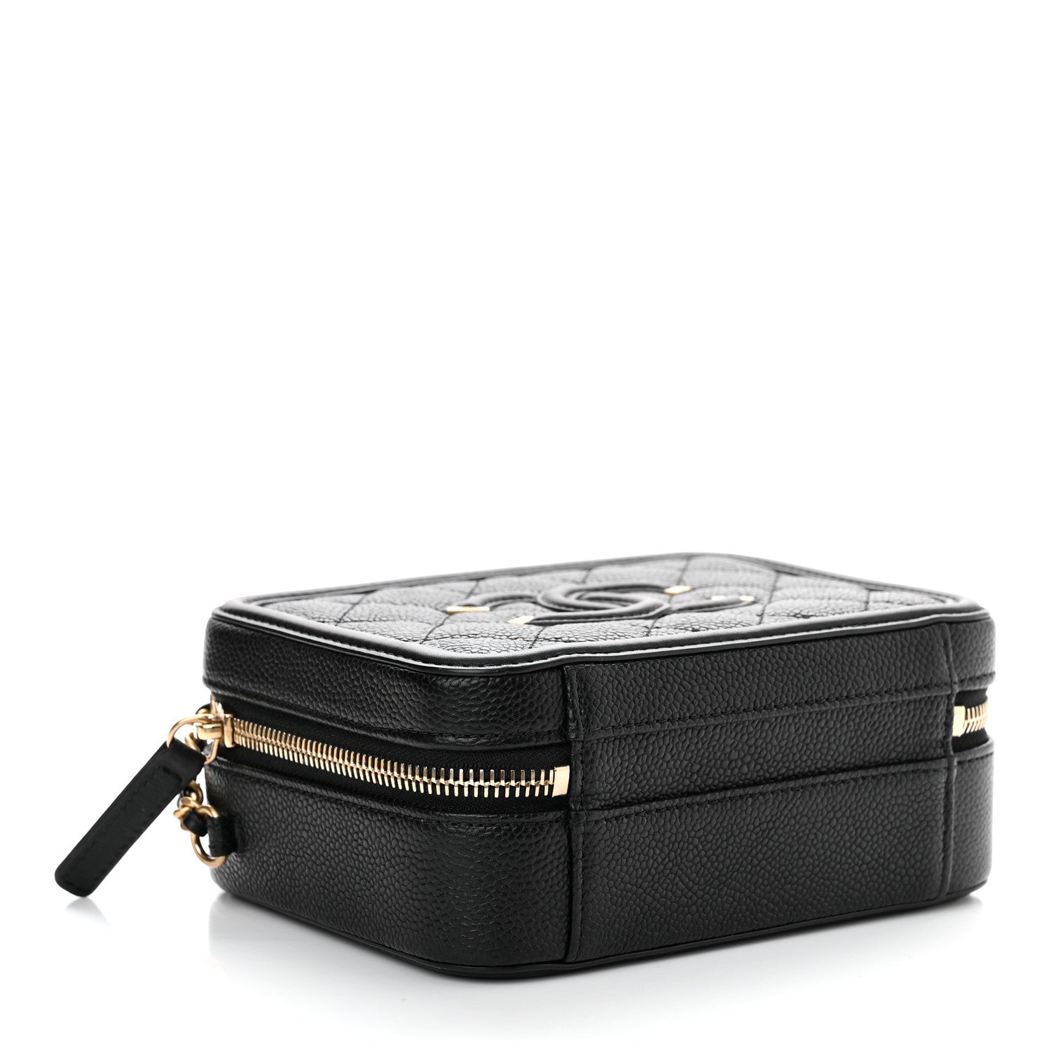 Chanel Caviar Quilted Small CC Filigree Vanity Case Black 3 of 11