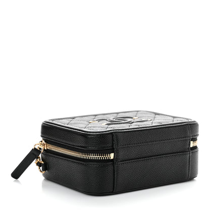 Chanel Caviar Quilted Small CC Filigree Vanity Case Black 3 of 11