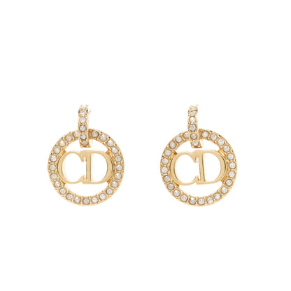 Christian Dior Metal Crystal Petit CD Earrings Gold 1 of 5