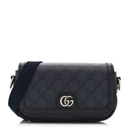 Gucci GG Supreme Monogram Web Mini Ophidia Flap Shoulder Bag  Navy 1 of 9