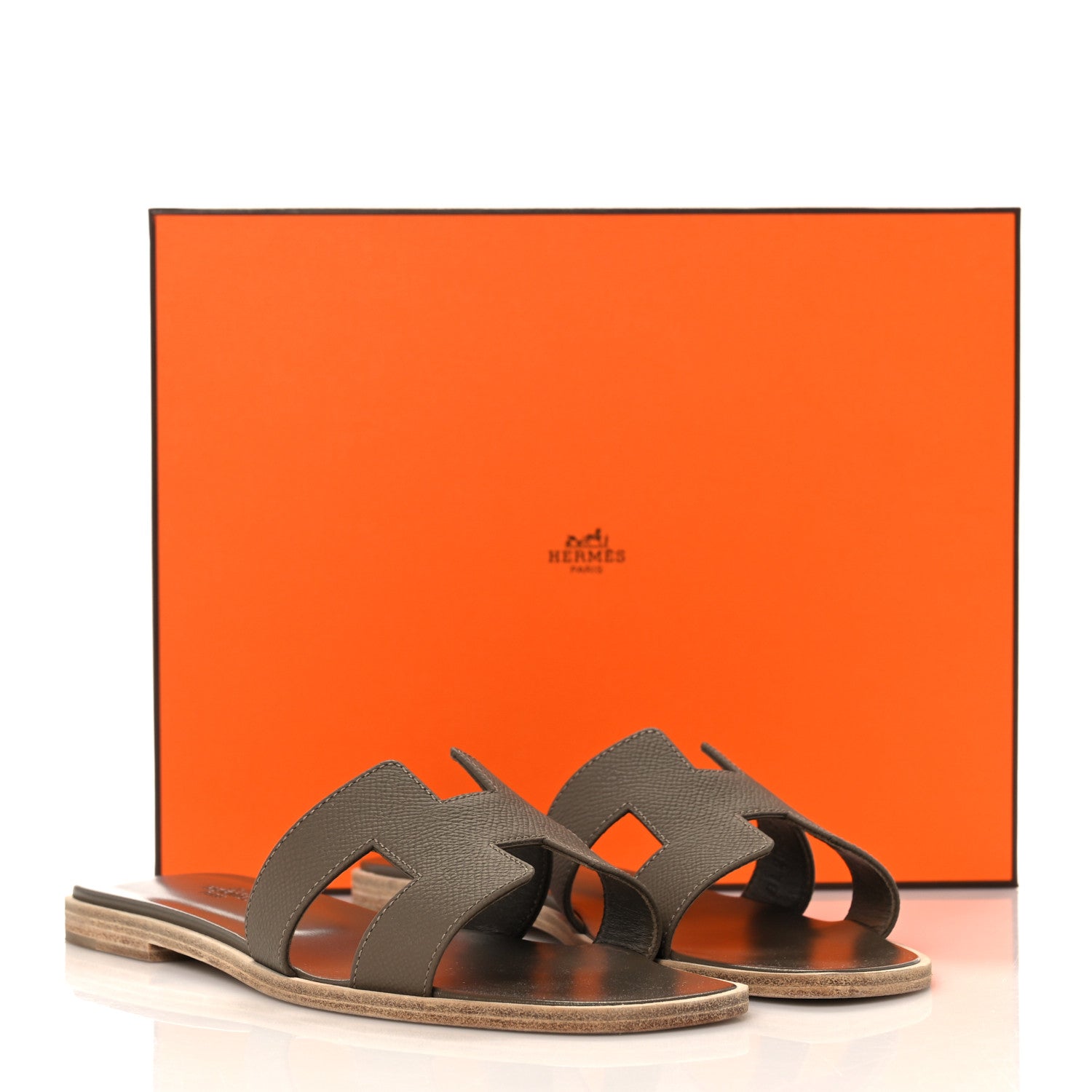 Hermes Epsom Oran Sandals 37.5 Etoupe 9 of 9