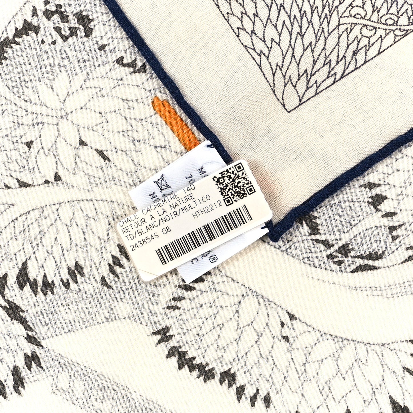 Cashmere Silk Retour a la Nature Shawl 140 White Black Multicolor