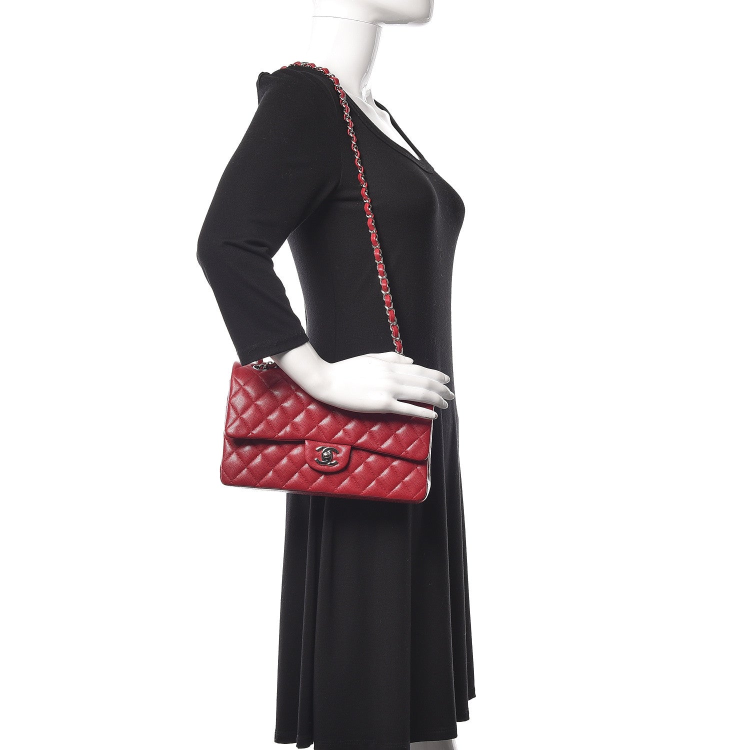 Chanel Caviar Quilted Medium Double Flap Red 2 of 11