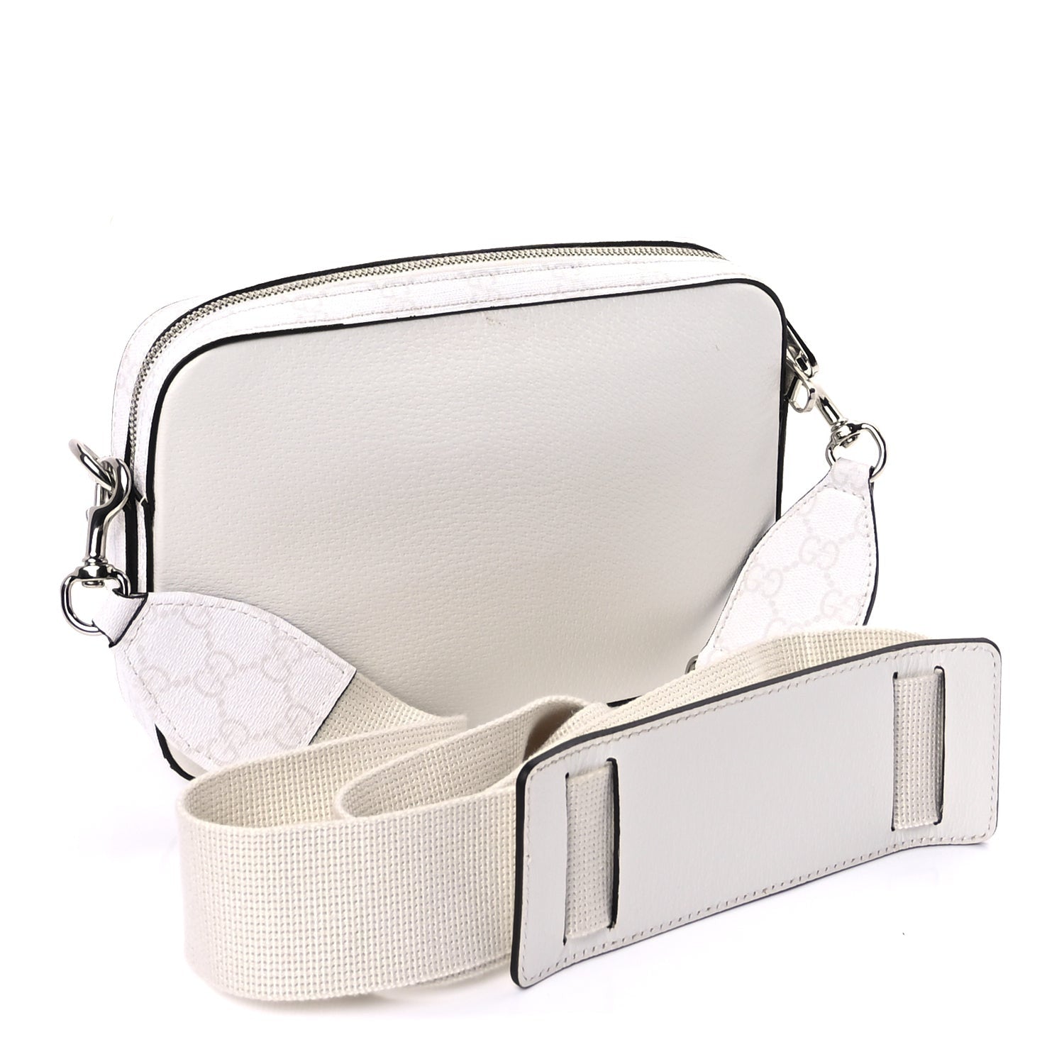 Gucci GG Supreme Monogram Textured Dollar Calfskin Small Crossbody Bag  White 2 of 7