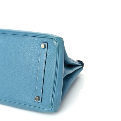 Hermes Taurillon Clemence Birkin 35 Blue Jean 9 of 9