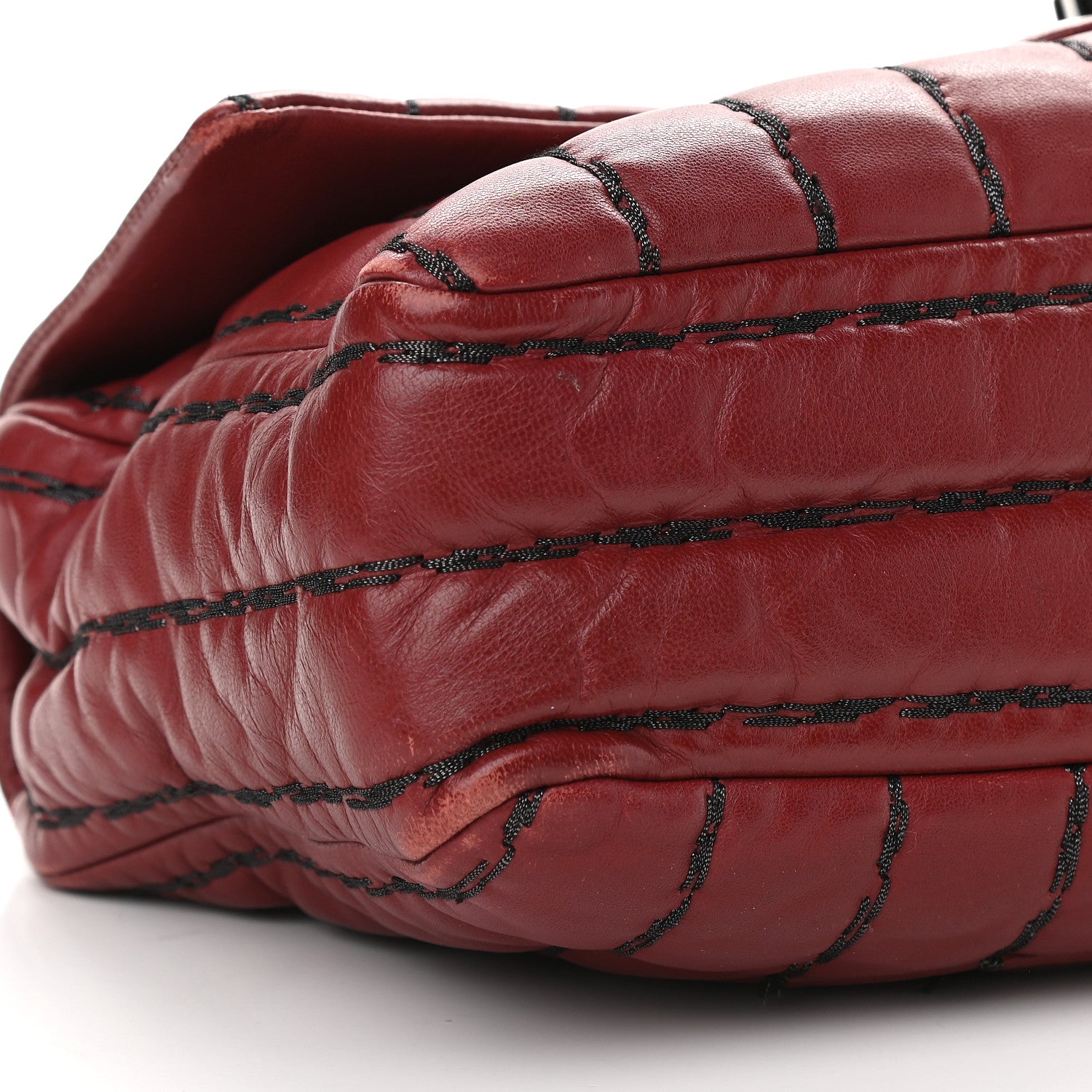 Chanel Lambskin Vertical Stitch Jumbo Single Flap Dark Red 8 of 10