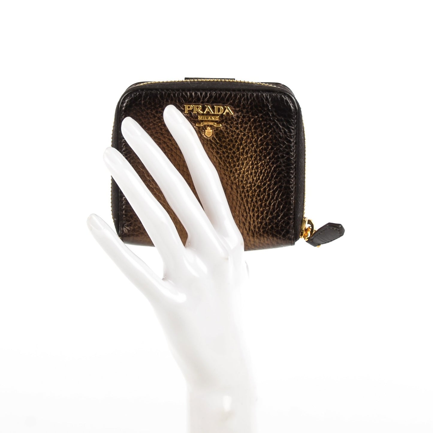 Vitello Daino Antik Compact Zip Around Wallet Bronzo