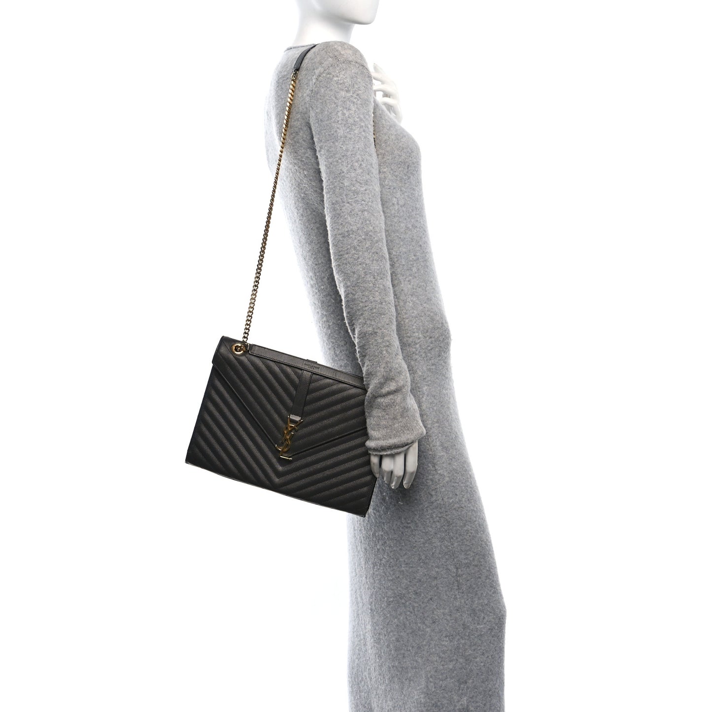 Grain De Poudre Matelasse Chevron Large Monogram Satchel Earth