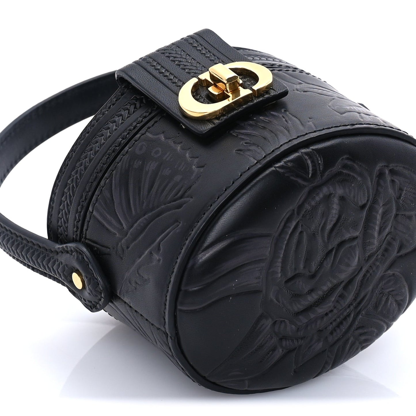Calfskin Embossed Jardin Botanique Micro Vanity Case Black