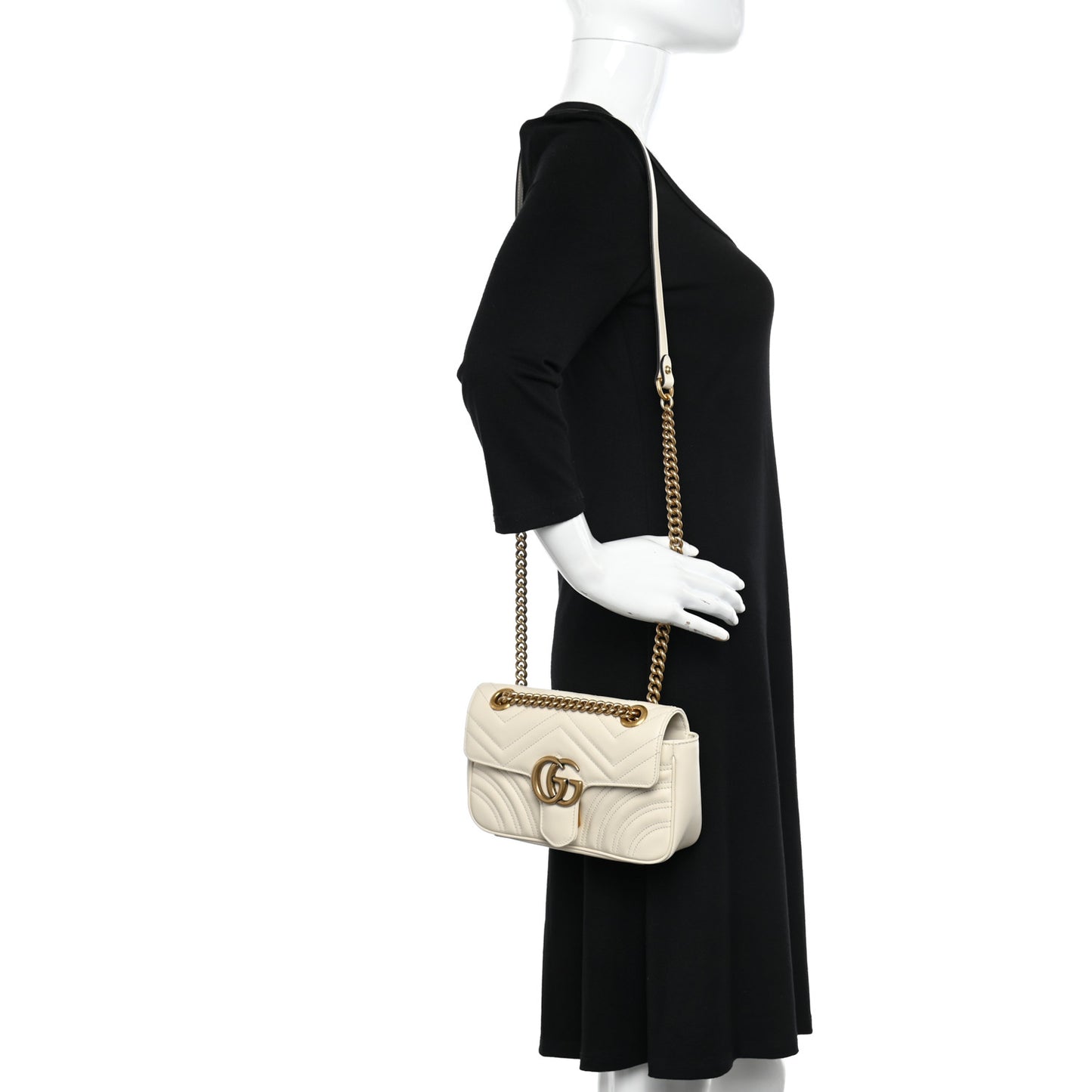 Calfskin Matelasse Mini GG Marmont Shoulder Bag White