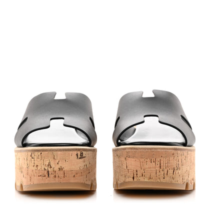 Hermes Calfskin Cork Eze 30 Sandals 38 Black 2 of 9