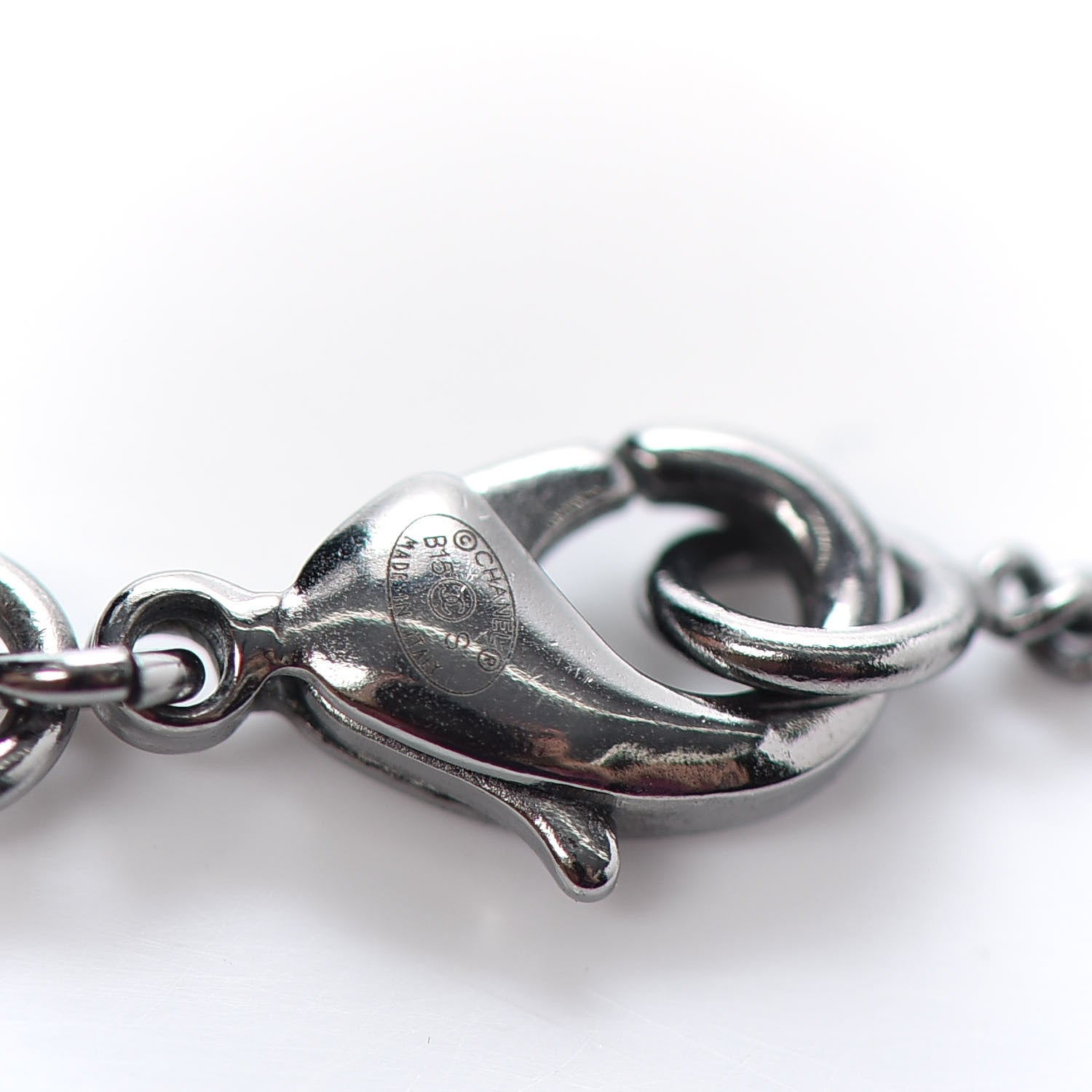 Chanel Baguette Crystal CC Necklace Silver 5 of 5