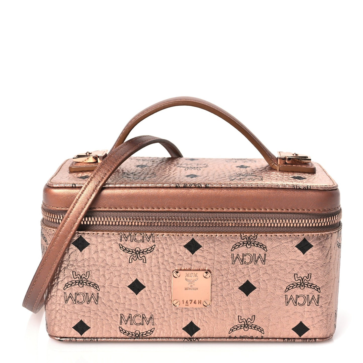 Metallic Visetos Vanity Case Champagne Gold