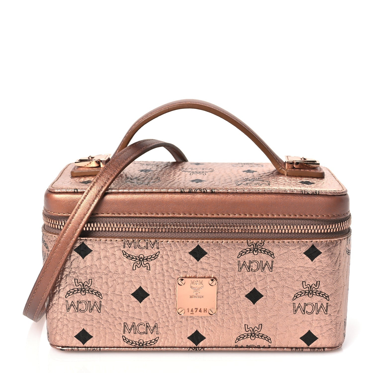 MCM Metallic Visetos Vanity Case Champagne Gold 1 of 8