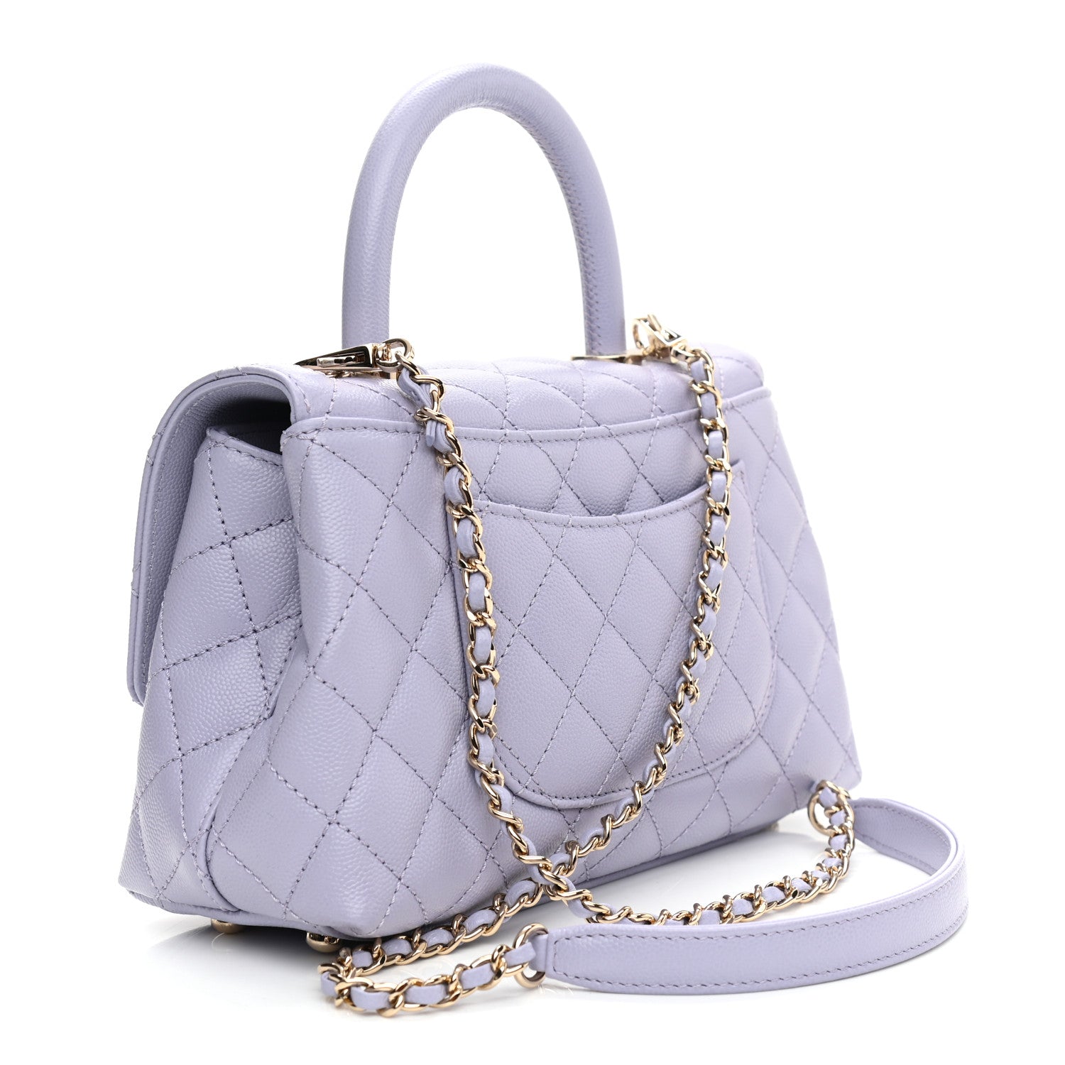 Chanel Caviar Quilted Mini Coco Handle Flap Light Purple 3 of 9